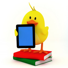 小小鸡与电子书读者-渲染