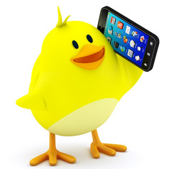 小小鸡与智能手机白色渲染