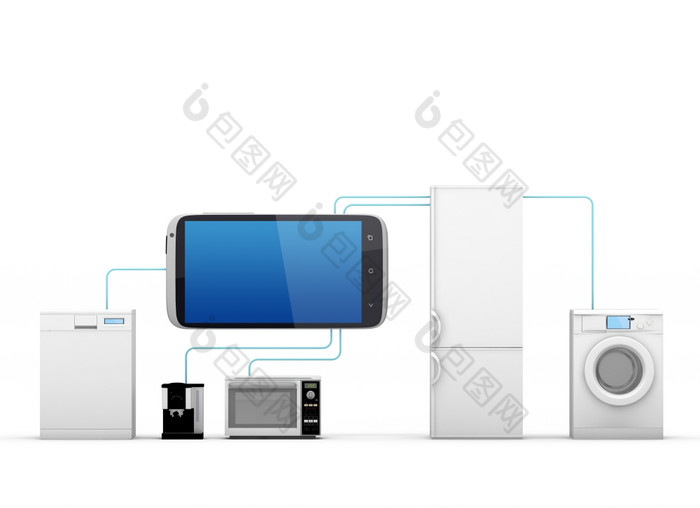 互联网的事情概念首页电器连接智能手机