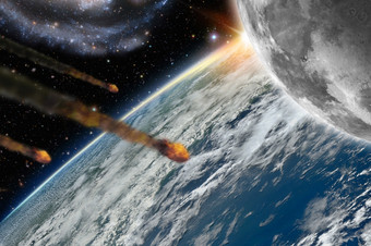 插图小行星飞行在地球地球而且它的月亮渲染地图礼貌已开启http物联网viewphp