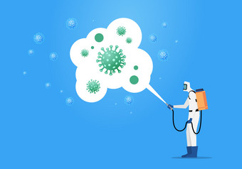 医疗科学家清洁和消毒新冠病毒冠状病毒细胞疫情病毒概念流感大流行健康风险