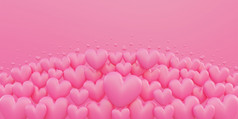 情人节rsquo一天爱概念粉红色的心形状重叠背景
