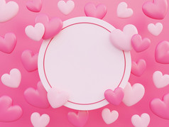 快乐情人节rsquo一天爱概念粉红色的和白色心形状背景问候卡圆横幅与复制空间