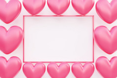 情人节rsquo一天爱概念插图红色的心形状背景问候广告卡矩形框架与空白空间