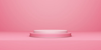 情人节rsquo一天插图轮讲台上基座与粉红色的空工作室房间产品背景模型为爱概念显示