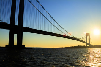 的观点新纽约城市美国Verazzano纽约湾海峡桥