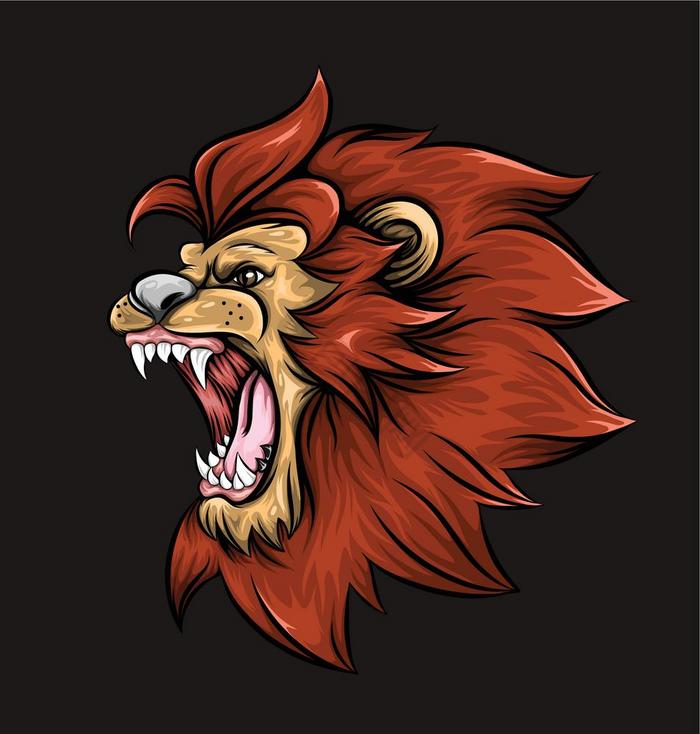 咆哮狮子头吉祥物插图