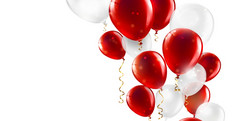 节日背景与红色的和白色气球