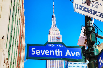 新纽约城市五月第七大道标志而且帝国状态建筑五月新纽约城市rsquo故事摩天大楼位于中城曼哈顿