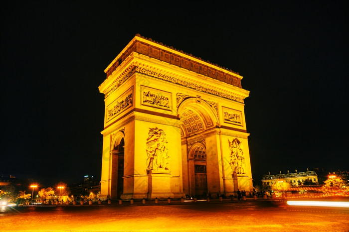 弧凯旋门rsquo星辰广场的凯旋拱巴黎晚上