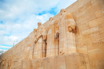 日内瓦瑞士11月的国际纪念碑的改革改革墙与的雕像farel卡尔文贝扎和诺克斯11月日内瓦瑞士