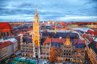 慕尼黑11月空中视图玛利亚广场11月慕尼黑这是的最大城市德国后柏林和执事与人口周围几百万