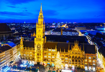 慕尼黑11月空中概述玛利亚广场与人11月慕尼黑这是的最大城市德国后柏林和执事与人口周围几百万