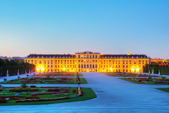 维也纳8月美泉宫宫日落8月维也纳rsquo前帝国房间夏天住宅和一个的大多数重要的文化纪念碑的国家