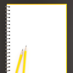 呈现黄色的铅笔笔记本