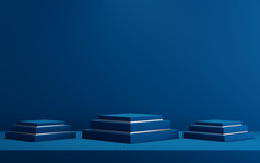 背景为模拟讲台上为产品演讲蓝色的背景呈现