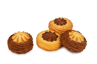 几个令人垂涎的酥饼饼干孤立的白色背景