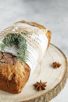 位于巴特水果面包坚果香料干蜜饯水果涂层与粉糖传统的德国面包吃在的圣诞节季节新一年准备假期烘焙