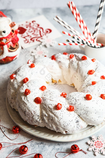 圣诞节蛋糕与水果和坚果水果蛋糕圣诞节烘焙准备工作为的假期圣诞节甜点表格礼物的想法