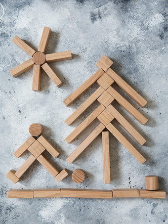 木玩具建设与生态木块制造从可持续发展的木材木元素为孩子们精神发展和教育蒙特梭利玩具