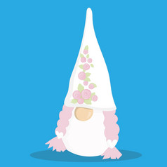 婚礼Gnome新娘粉红色的编织向量插图卡通