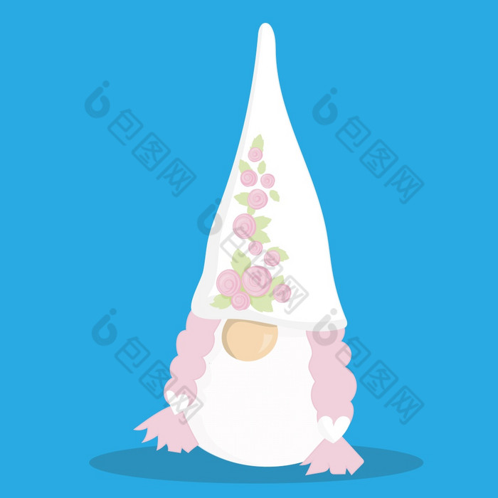 婚礼Gnome新娘粉红色的编织向量插图卡通
