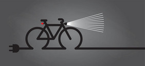 骑自行车的黑暗与自行车灯世界自行车一天生态电自行车电动自行车负责标志电插头自行车电池充电器自行车自行车停车权力站充电点象征平向量电动自行车迹象