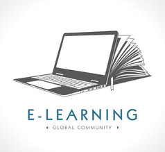 网络学习标志电子书电子学习和知识基地概念