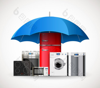 伞保险概念保修家庭电器冰箱洗机气体炉子烤箱微波