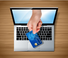 移动PC在线银行服务概念信贷卡使用