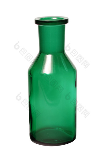 绿色玻璃瓶孤立的白色背景绿色玻璃瓶