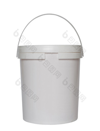 白色塑料桶孤立的白色背景白色塑料桶