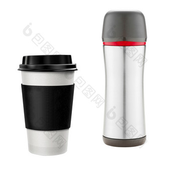 咖啡杯和<strong>热水</strong>瓶孤立的白色背景咖啡杯和<strong>热水</strong>瓶