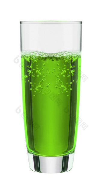 绿色水果味道软饮料一点点苏打水水孤立的白色背景绿色水果味道软饮料一点点苏打水水