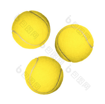 三个网球球孤立的白色背景三个网球球