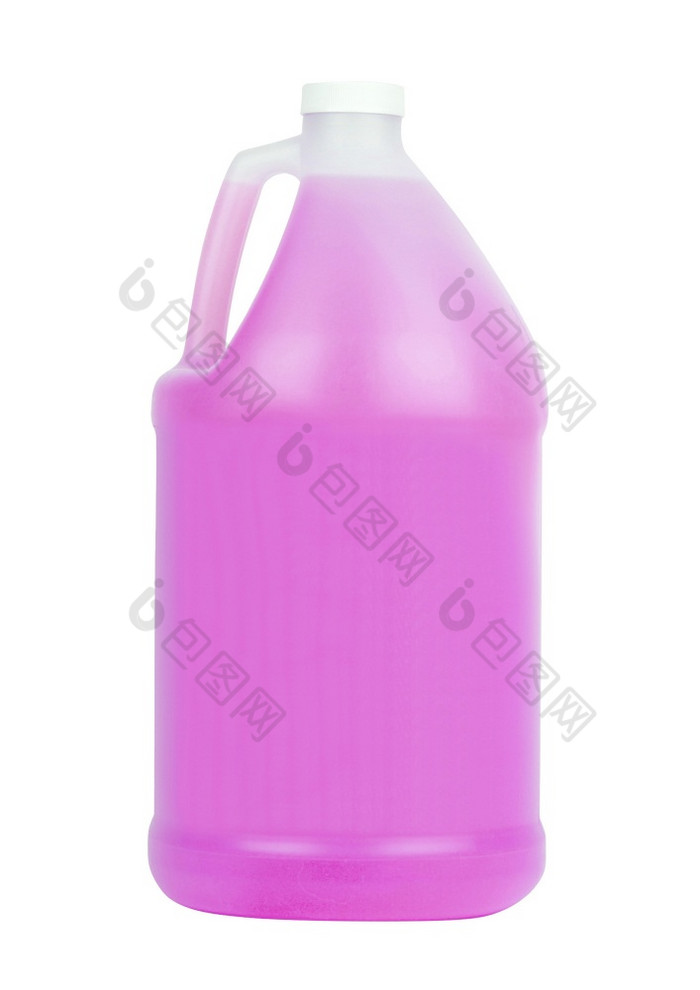 紫罗兰色的塑料瓶为液体洗衣洗涤剂孤立的白色背景紫罗兰色的塑料瓶为液体洗衣洗涤剂