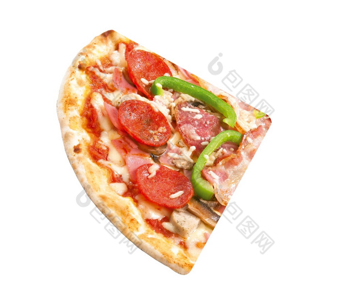 减少从片披萨孤立的白色背景减少从片披萨孤立的