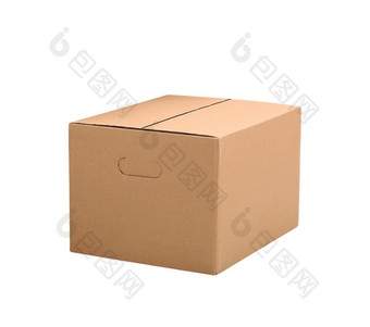 简单的棕色（的）纸箱盒子孤立的白色背景简单的棕色（的）纸箱盒子