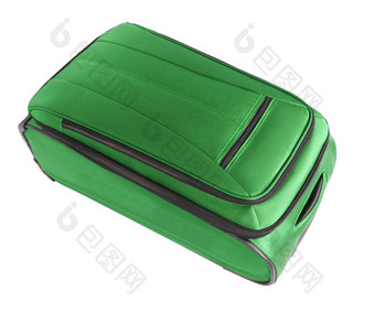 绿色方便手提箱孤立的白色背景绿色方便手提箱