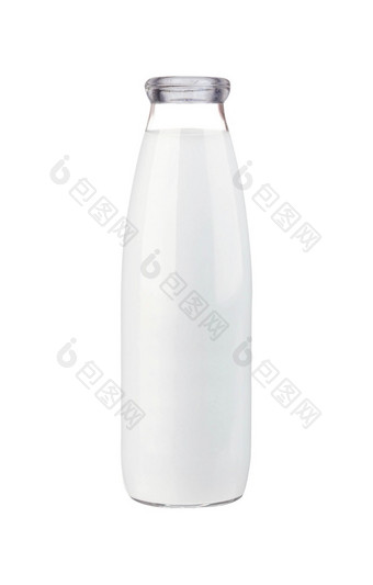 传统的玻璃牛奶瓶孤立的白色背景传统的玻璃牛奶瓶