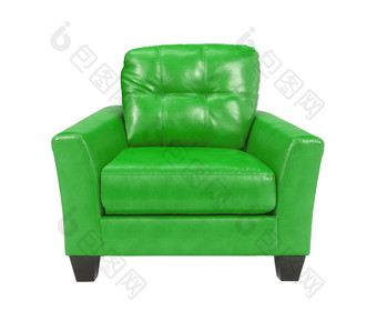 绿色皮革椅子孤立的白色背景绿色皮革椅子孤立的