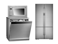 冰箱烤箱和洗碗机孤立的白色背景冰箱烤箱和洗碗机