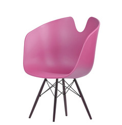 粉红色的塑料椅子白色背景粉红色的塑料椅子