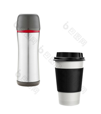 咖啡杯和<strong>热水</strong>瓶孤立的白色背景咖啡杯和<strong>热水</strong>瓶孤立的