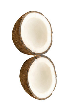 椰子与一半孤立的白色椰子与一半孤立的