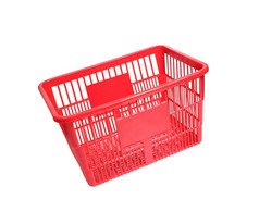 红色的购物篮子孤立的白色背景