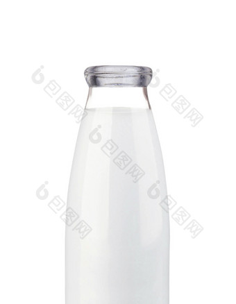 传统的玻璃牛奶瓶孤立的白色