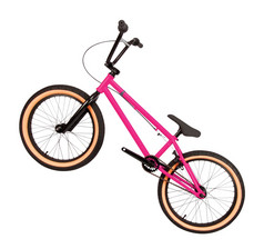 粉红色的自行车孤立的白色
