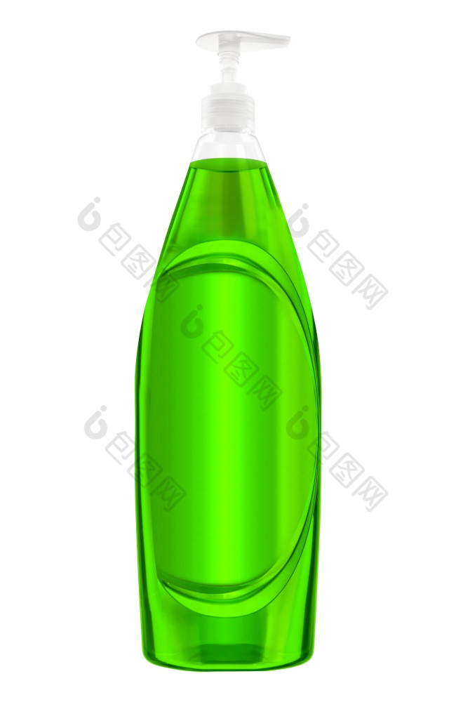 绿色塑料瓶与液体洗衣洗涤剂