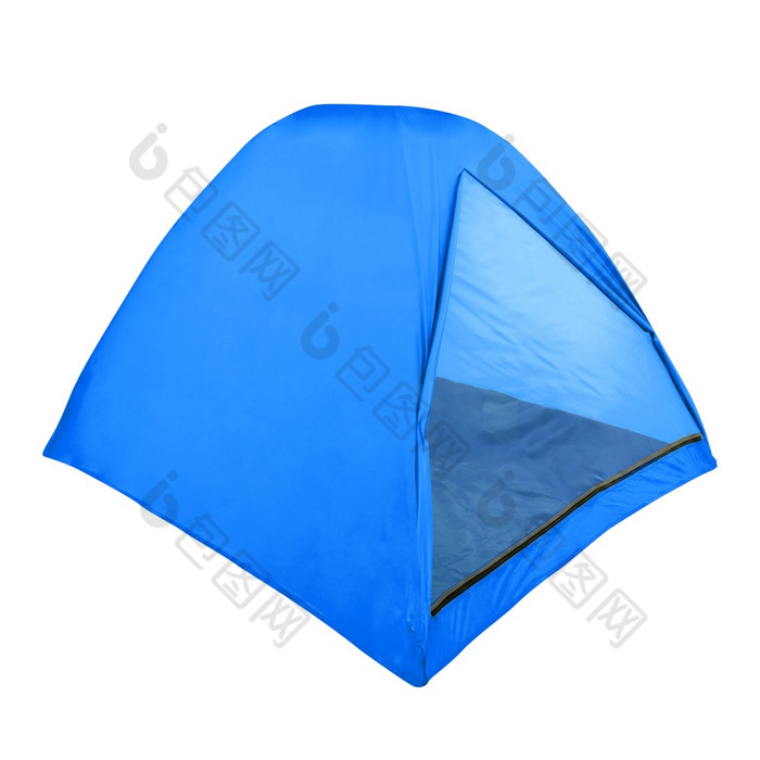 旅游蓝色的帐篷孤立的白色